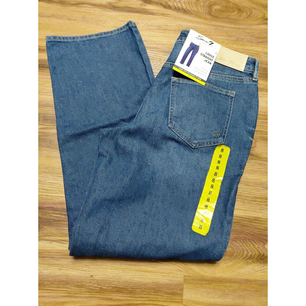 NWT Seven7 Women's Loose Straight Jean Size 8 High Rise Seven